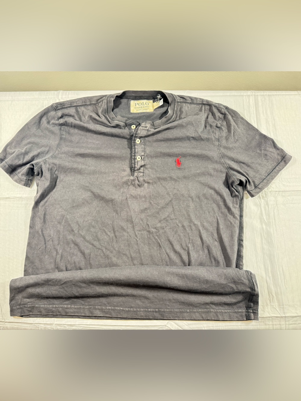 Ralph Lauren Gray Henley Shirt with Red Pony